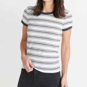 Carmel Ringer Tee - Natural/Charcoal Stripe